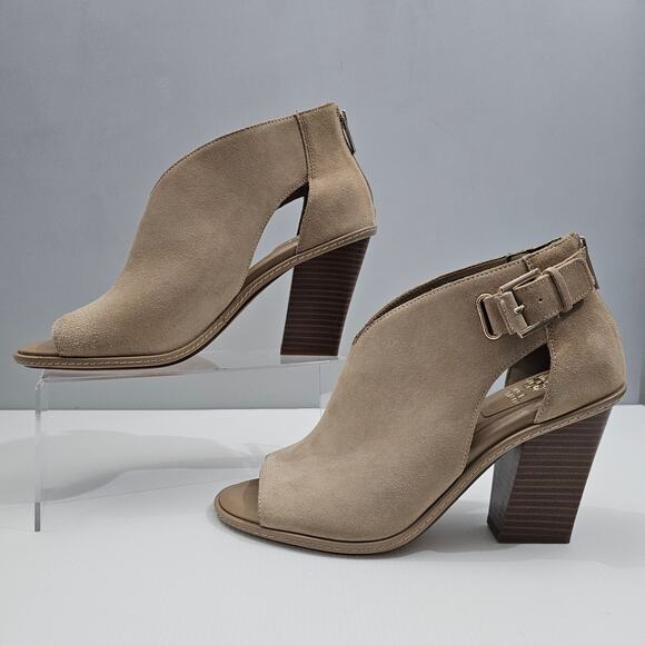 Vince Camuto Fareena Ankle Bootie Womens 11 Tan Leather Peep Toe Block Heel NEW - Picture 2 of 15